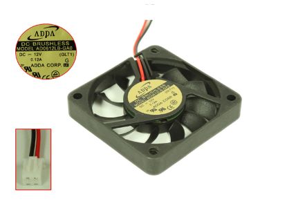 Picture of ADDA AD0612LB-GA0 Server - Square Fan (GLT1), sq60x60x10, 2w, DC 12V 0.12A
