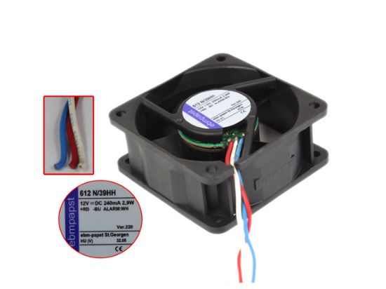 Picture of ebm-papst 612 N/39HH Server - Square Fan sq60x60x25mm, 3-wire, 12V 2.9W