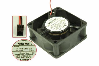 Picture of NMB-MAT / Minebea 2410ML-05W-B70 Server - Square Fan BQ9, sq60x60x25, w50x2x2P, DC 24V 0.25A