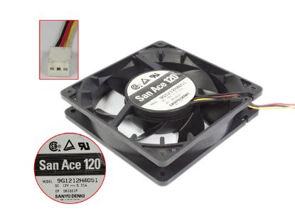 Picture of Sanyo Denki 9G1212H4051 Server - Square Fan sq120x120x25, w205x3x3, 12V 0.31A