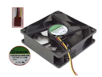 Picture of SUNON EE92251B3-0000-G99 Server - Square Fan sq90x90x25, 3-wire, 12V 1.3W