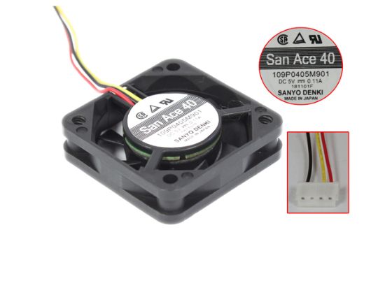 Picture of Sanyo Denki 109P0405M901 Server - Square Fan sq40x40x10, w80x3x4, 5V 0.11A