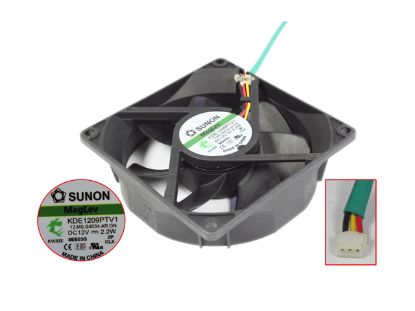 Picture of SUNON KDE1209PTV1 Server - Square Fan 13.MS.B4034.AR.GN, sq92x92x25mm, 3-wire, DC 12V 2.2W