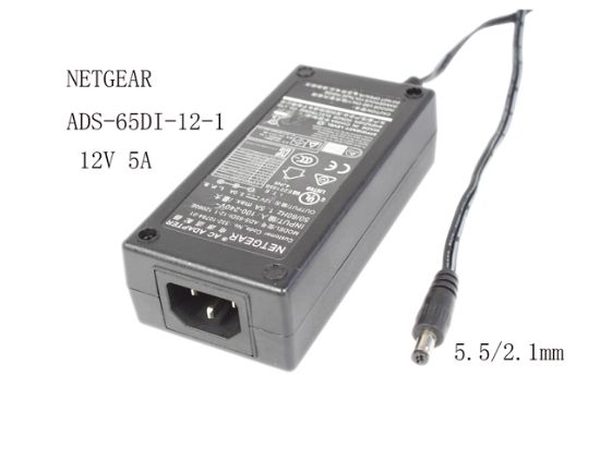 Picture of NETGEAR ADS-65DI-12-1 AC Adapter 5V-12V 12V 5A, 5.5/2.1mm, C14