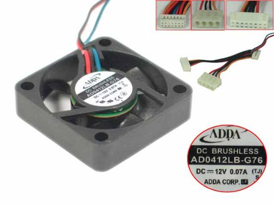 Picture of ADDA AD0412LB-G76 Server - Square Fan (TJ), S, sq40x40x10, w65x3x19, 12V 0.07A