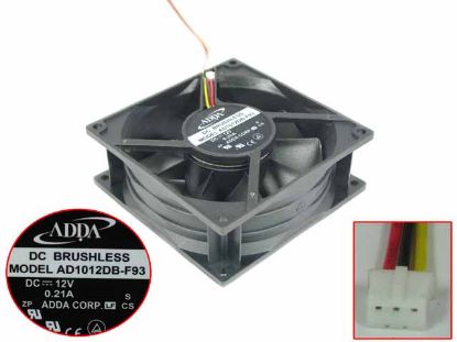 Picture of ADDA AD1012DB-F93 Server - Square Fan S, sq100x100x38, 3-wire, 12V 0.21A