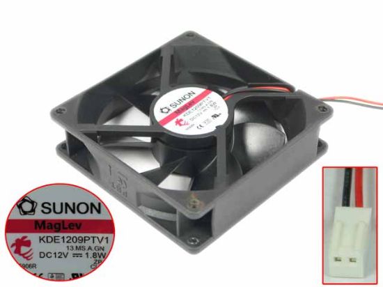 Picture of SUNON KDE1209PTV1 Server - Square Fan 13.MS.A.GN, sq92x92x25, 2-wire, 12V1.8W