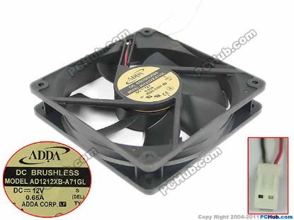Picture of ADDA AD1212XB-A71GL Server - Square Fan S, sq120x120x25mm, 2-wire, 12V 0.65A