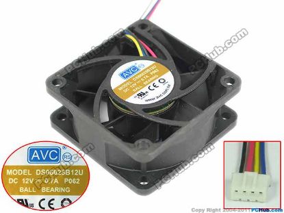 Picture of AVC DS06025B12U Server - Square Fan P062, sq60x60x25mm, 4-wire, 12V 0.70A