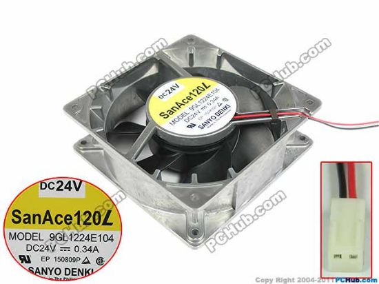 Picture of Sanyo Denki 9GL1224E104 Server - Square Fan sq120x120x38mm, 2-wire, 24V 0.34A