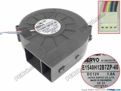 Picture of Japan Servo E1540H12B7ZP-40 Server - Blower Fan 12V1.60A, bw150x120x40mm, 4W