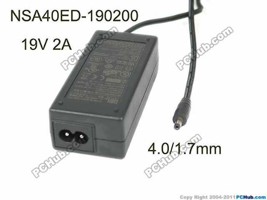 Picture of Harman / Kardon NSA40ED-190200 AC Adapter- Laptop 19V 2A, Barrel 4.0/1.7mm, 2-Prong