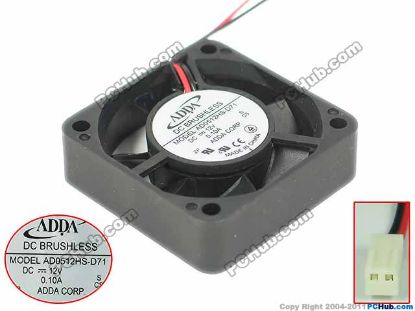 Picture of ADDA AD0512HS-D71 Server - Square Fan S, sq50x50x15, 2-wire, 12V 0.1A
