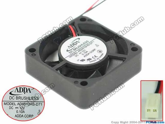 Picture of ADDA AD0512HS-D71 Server - Square Fan S, sq50x50x15, 2-wire, 12V 0.1A