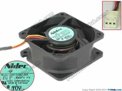 Picture of Nidec D06T-24SS1 Server - Square Fan 03A, sq60x60x25mm, w40x3x3, 24V 0.18A