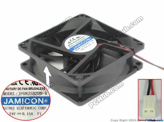 Picture of Jamicon JF0825B2HN-R Server - Square Fan 24V0.15A, sq80x80x25mm, 2W
