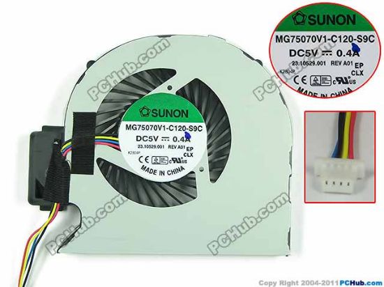 Picture of Acer TravelMate 6594 Series Cooling Fan  MG75070V1-C120-S9C, w75x4x4, 5V 0.4A, Bare fan
