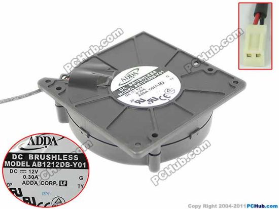 Picture of ADDA AB1212DB-Y01 Server - Blower Fan sq120x120x32mm, 2-wire, 12V 0.30A