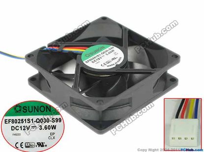 Picture of SUNON EF80251S1-Q030-S99 Server - Square Fan 12V3.60W, sq80x80x25mm, 4W