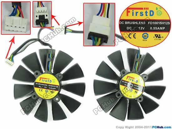 Picture of Firstd FD10015H12S Server - Frameless / GPU Fan 12V 0.55A, W160x 8x 5, D94xC28, Black, 4H, 2 Fan