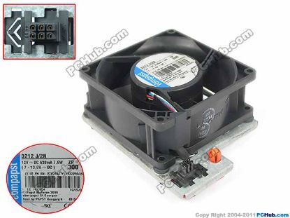 Picture of ebm-papst TYP 3212 J/2N Server - Square Fan TYP3212J/2N, sq92x92x38, 3-wire 6-pin, 12V 7.6W