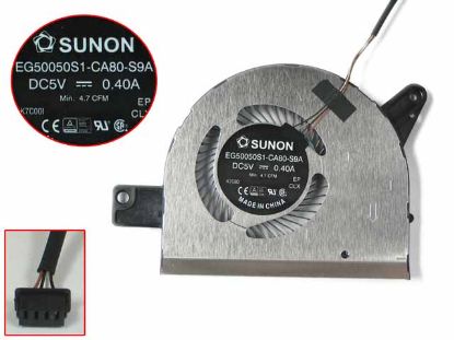 Picture of AT259001ZCL, P/N:0314FC, EG50050S1-CA80-S9A  DC 5V 0.40A,4-wire 4-pin bare fan