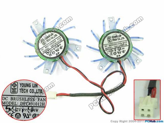 Picture of Young Lin DFC491012H Server - Frameless / GPU Fan DFC491012H, Light Blue, 2Fan