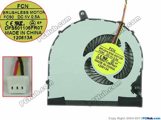 Picture of Forcecon DFS501105FR0T Cooling Fan  FC90, DC5V 0.50A, Bare Fan, New