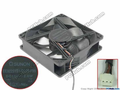 Picture of SUNON EE92251S1-D020-F99 Server - Square Fan sq92x92x25mm, DC 12V 2.0W, w40x3x3