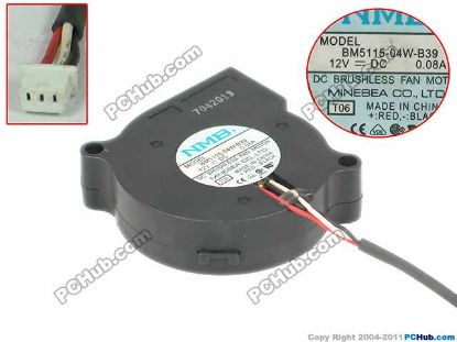 Picture of NMB-MAT / Minebea BM5115-04W-B39 Server - Blower Fan T06, bw50x50x15mm, 3-wire, DC 12V 0.08A