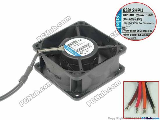Picture of ebm-papst 638 /2HPU Server - Square Fan DC 48V 1.8W, 60x60x25mm, 4-wire