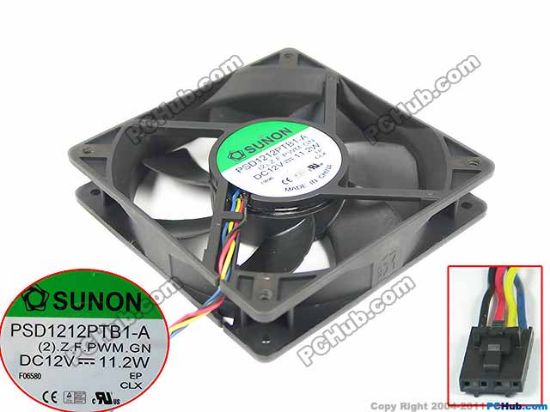 Picture of SUNON PSD1212PTB1-A Server - Square Fan (2).Z.F.PWM.GN, SF120x120x25, w4, 12V 11.2W