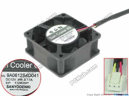 Picture of Sanyo Denki 9A0612S4D041 Server - Square Fan 12V0.17A, sq60x60x25mm, 3W