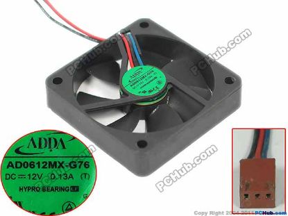 Picture of ADDA AD0612MX-G76 Server - Square Fan (T), 12V0.13A, sq60x60x10mm, 3W