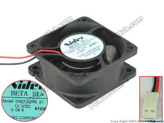 Picture of Nidec D06T-12TM Server - Square Fan 21, 12V0.08A, sq60x60x25mm, 2W