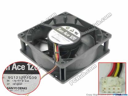 Picture of Sanyo Denki 9G1212P1G09 Server - Square Fan 12V0.83A, sq120x120x38mm, 100x4Wx4P