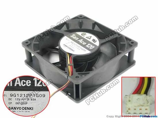 Picture of Sanyo Denki 9G1212P1G09 Server - Square Fan 12V0.83A, sq120x120x38mm, 100x4Wx4P