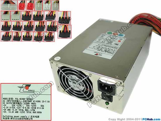 Picture of EMACS / Zippy PSL-6C00V Server - Power Supply 1200W, PSL-6C00V (ROHS)