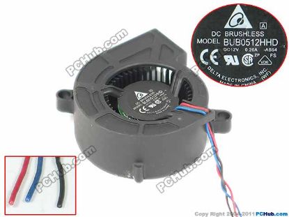 Picture of Delta Electronics AUB0512HHD Server - Blower Fan DC 12V 0.26A, 50x50x19mm, 3-wire