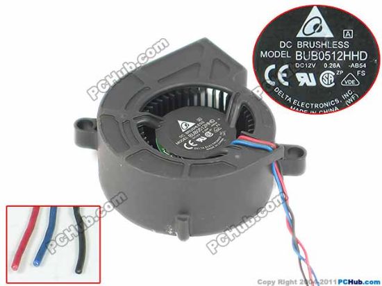 Picture of Delta Electronics AUB0512HHD Server - Blower Fan DC 12V 0.26A, 50x50x19mm, 3-wire