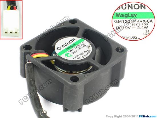 Picture of SUNON GM1204PKVX-8A Server - Square Fan B2875.F.GN, sq40x40x20, 3-wire, 12V 2.4W