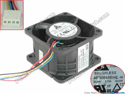 Picture of Delta Electronics AFB0648EHE Server - Square Fan 9E25R, sq60x60x38, w120x4x4, 48V 0.35A
