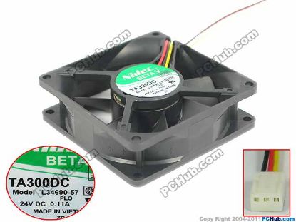 Picture of Nidec L34690-57 Server - Square Fan TA300DC, PIO, sq80x80x25, 3-wire, 24V 0.11A