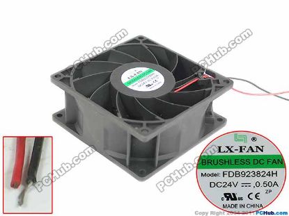 Picture of Lx-Fan FDB923824H Server - Square Fan sq90x90x38, 2-wire, 24V 0.50A