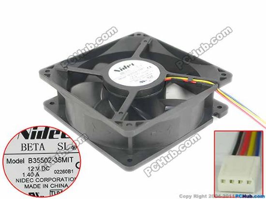 Picture of Nidec B35502-35MIT Server - Square Fan sq120x120x38mm, w60x4x4, 12V 1.40A