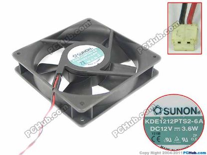 Picture of SUNON KDE1212PTS2-6A Server - Square Fan DC 12V 3.6W, 120x120x25mm, 2-wire