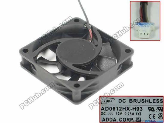 Picture of ADDA AD0612HX-H93 Server - Square Fan sq60x60x15mm, w60x3x3, DC 12V 0.28A