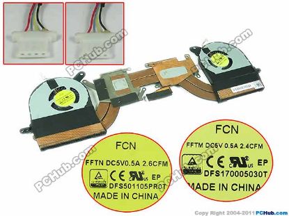 Picture of Dell Alienware M13X R4 Cooling Fan  XXR13, 5V, 30x4Wx4P, Heatsink Fan