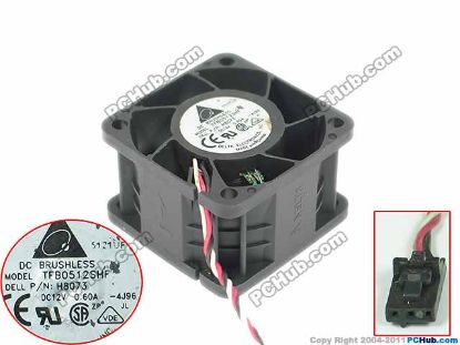 Picture of Delta Electronics BSB0812HN Server - Blower Fan -DC17, bw, w80x4x4, DC 12V 0.60A