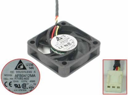 Picture of Delta Electronics AFB0412MA Server - Square Fan -9Q65, sq40x40x10, w75x3x3, 12V 0.07A